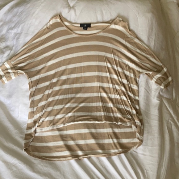 Tops - High Low Boatneck Dolman Striped Shirt